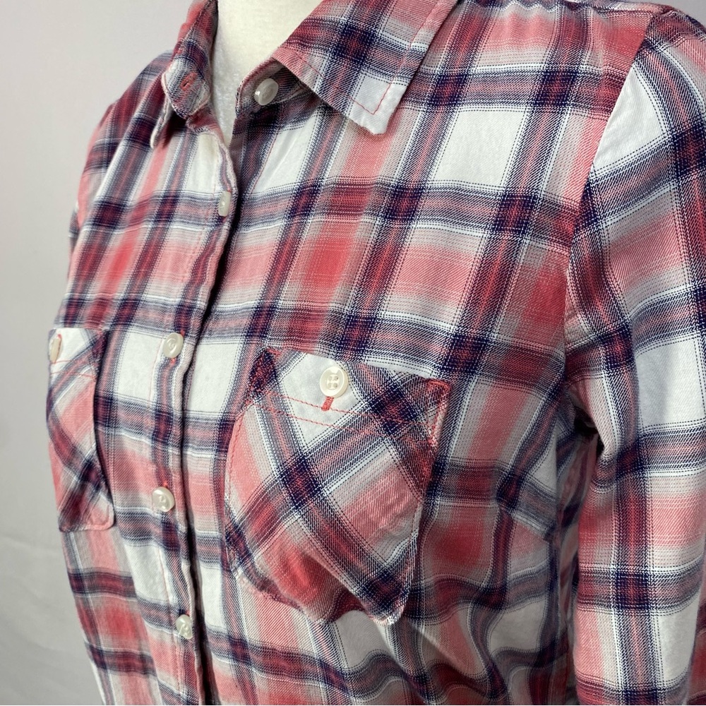 2/$30 BCBGeneration Plaid Button Down Cotton Western Shirt Size Small # 1552 - Picture 4 of 10